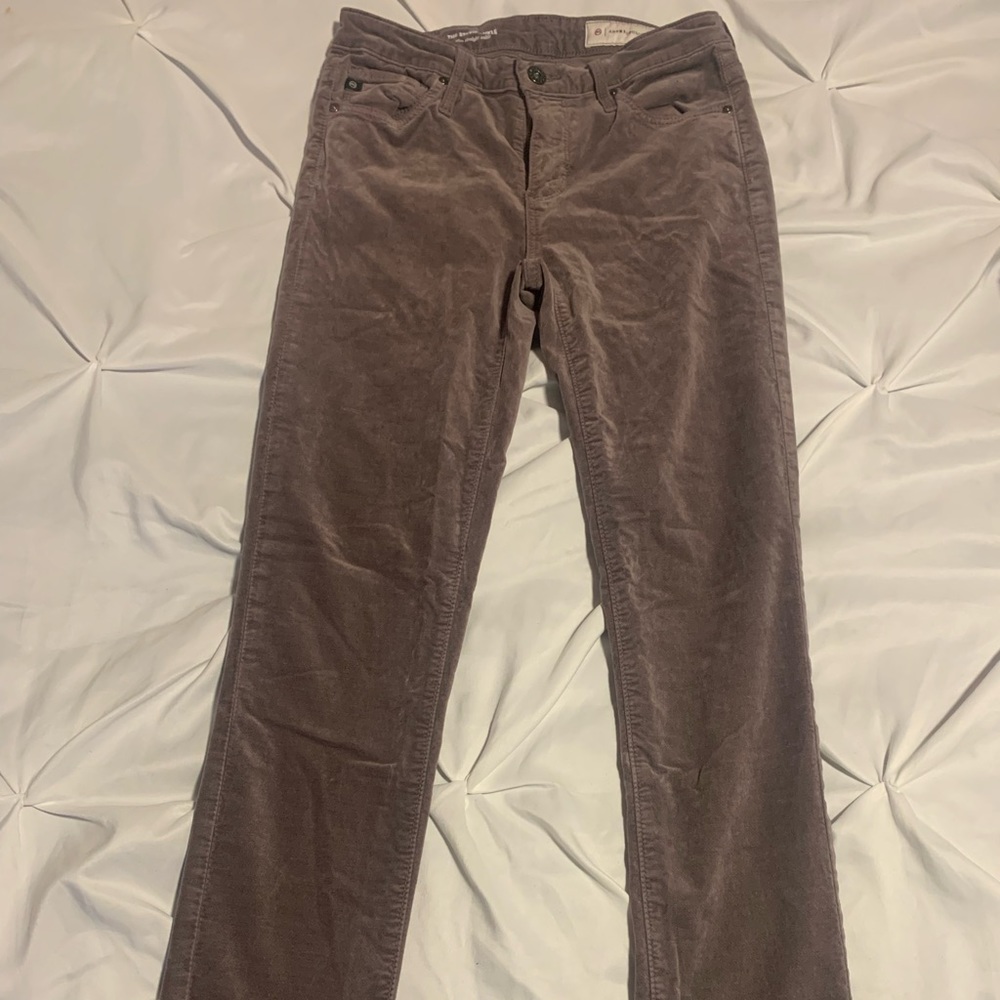 Anthropologie AG The Stevie Mid-Rise Velvet Skinny Ankle Jean - Lavender Gray